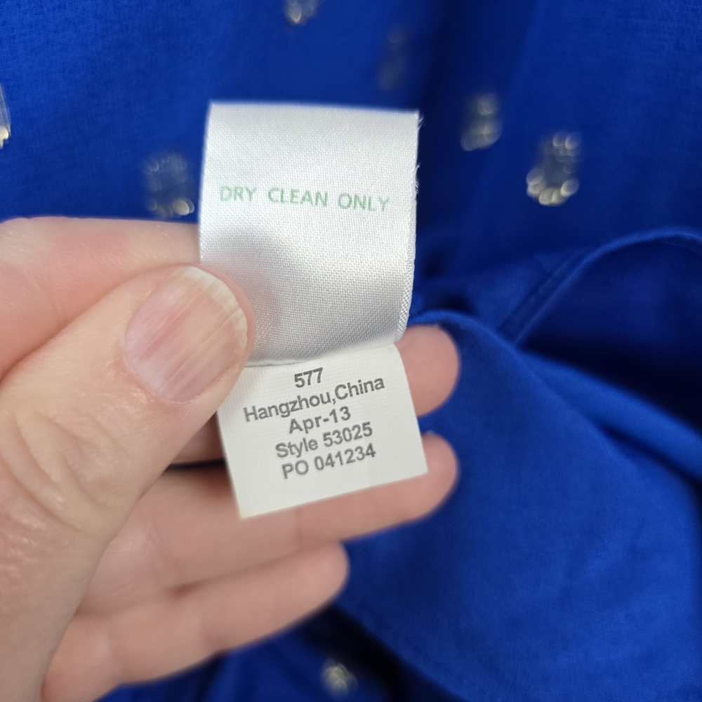 Lilly Pulitzer Blue Silk Blend One Shoulder Dress Size 10 - Picture 6 of 7